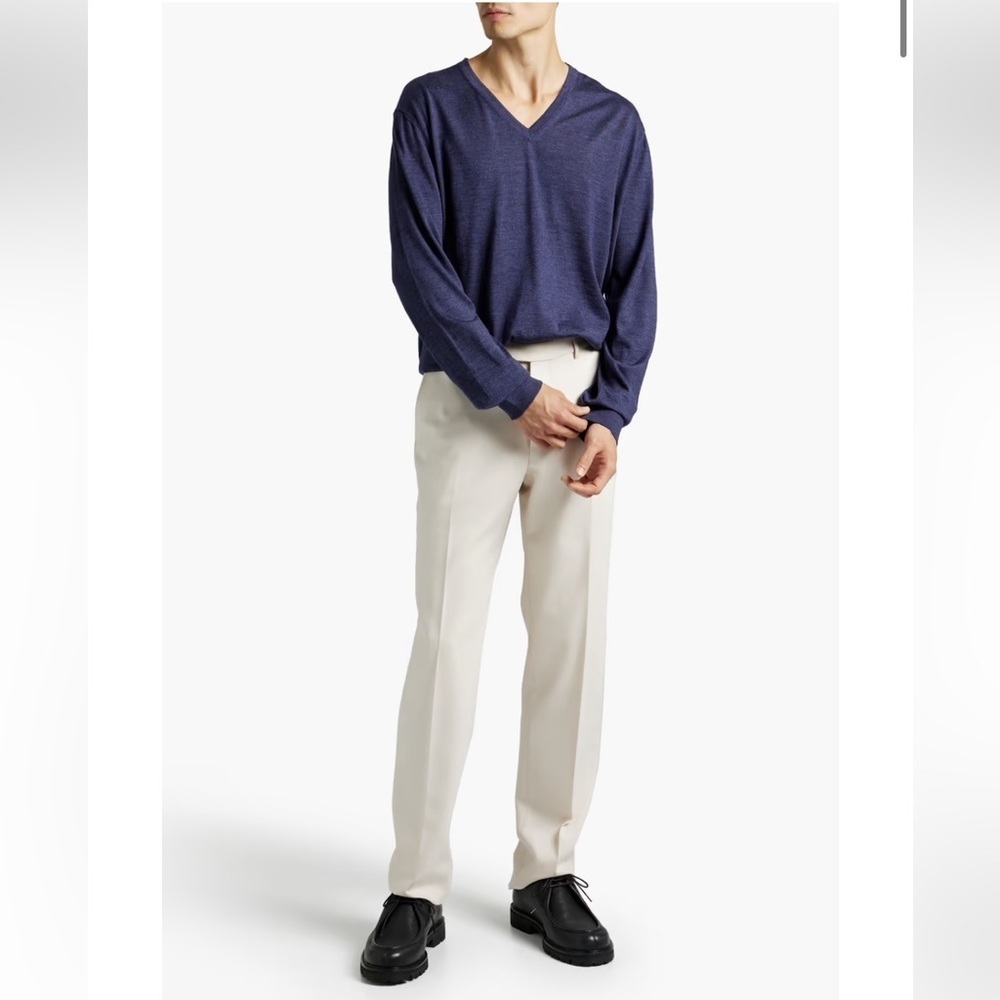 ERMENEGILDO ZEGNA Men’s Purple 100% Wool V-neckline Sweater Size XXL